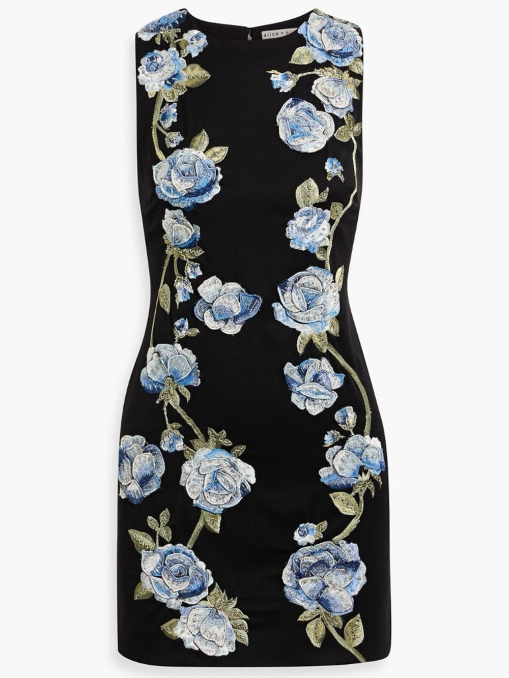 Alice + Olivia Clyde embroidered twill mini dress